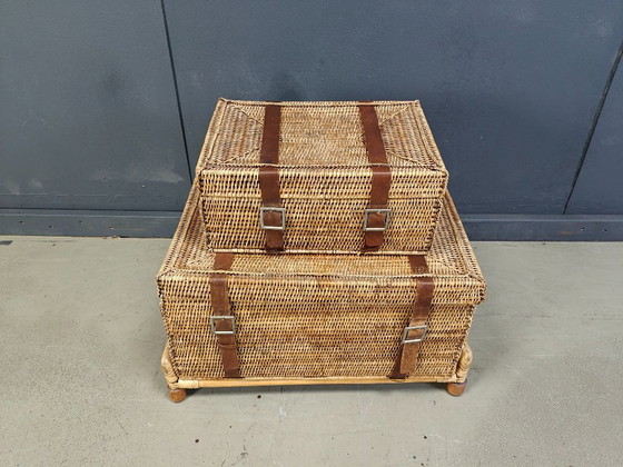 Image 1 of Bauli vintage in vimini, anni '70 - set di 2