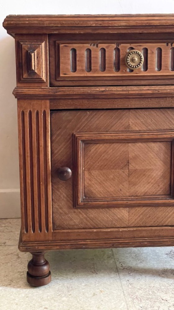 Image 1 of TABLE de Chevet Ancienne Bois et MARBRE