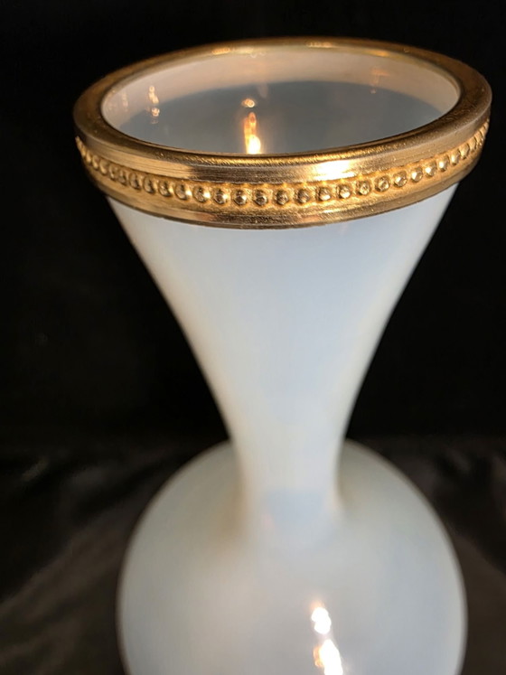 Opaline vase Vincenzo Nason, Vincent Mason, Brass, Murano Glass, Blue (photo 10 of 10)