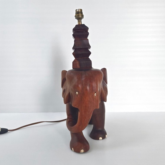 Image 1 of MAGNIFIQUE LAMPE ELEPHANT VINTAGE ART DECO 1940 1950 EN BOIS MASSIF 40S 50S