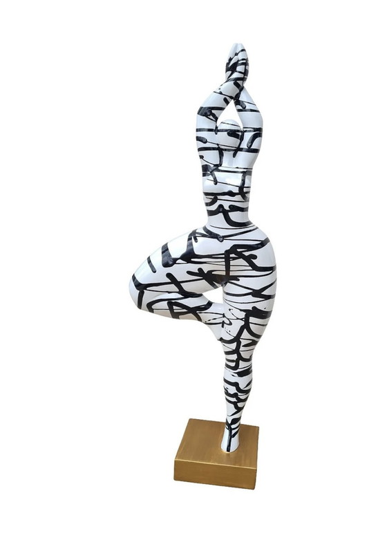 Image 1 of Groot Veelkleurig Rond Vrouwenbeeld "Nana Danseuse", Model "Zebra