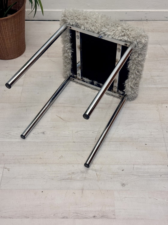 Image 1 of Vintage chrome tubular frame stool