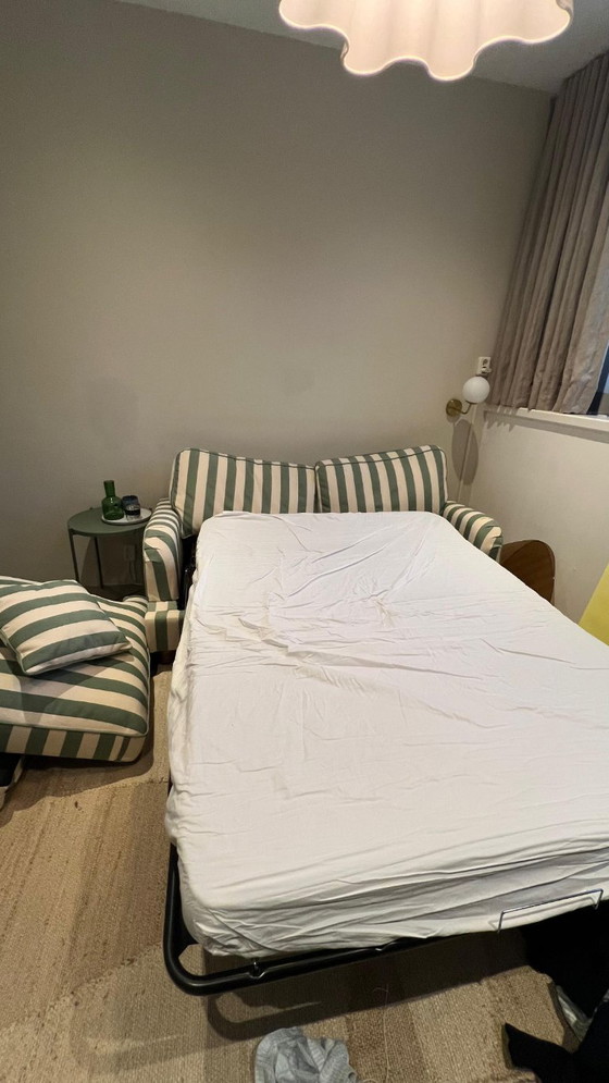 Image 1 of Striped Sofa Bed – Olive Green