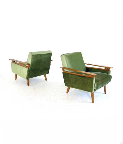2x Vintage Velours Fauteuil ‘60