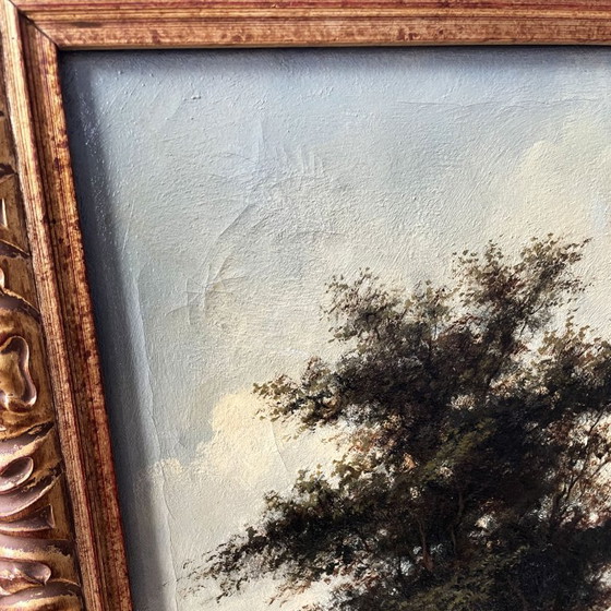 Image 1 of Nederlands straatbeeld olieverfschilderij gesigneerd Nijland