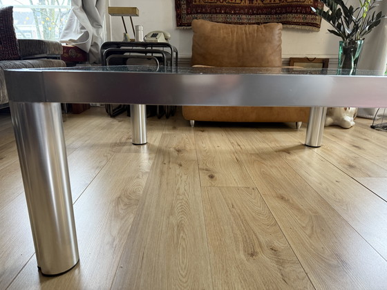 Image 1 of Table basse en aluminium style Metaform | Design moderne néerlandais | 100×100 cm | Années 1970