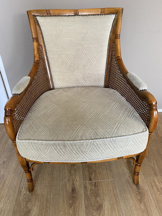 Image 1 of Vintage Faux Bamboo Giorgetti Fauteuil