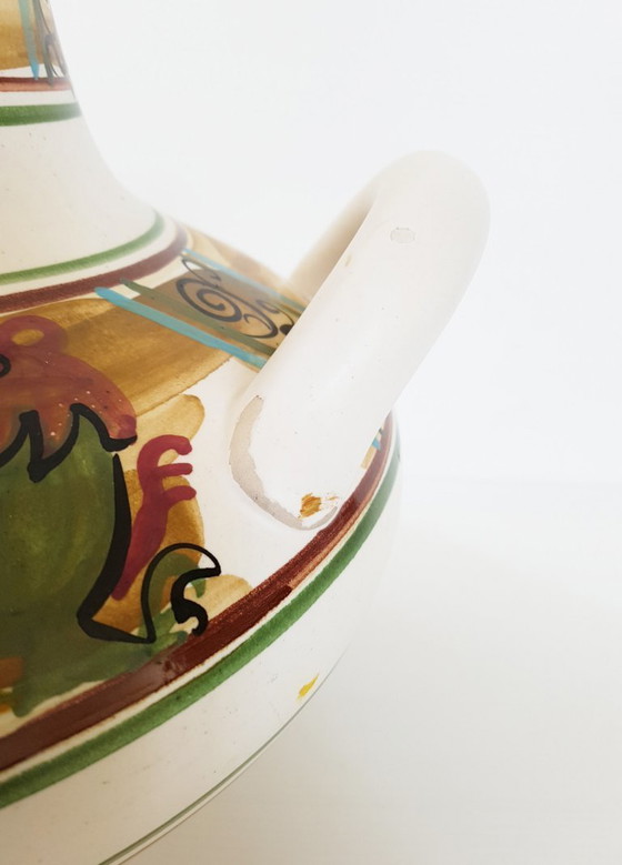 Image 1 of Large Bayeux earthenware ceramic tripod vase with handles, 1950s vintage