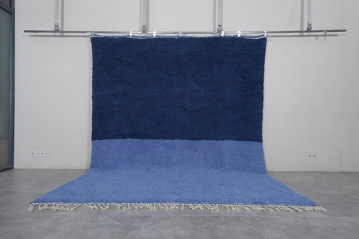Tappeto marocchino blu, annodato a mano, 200x100 cm.