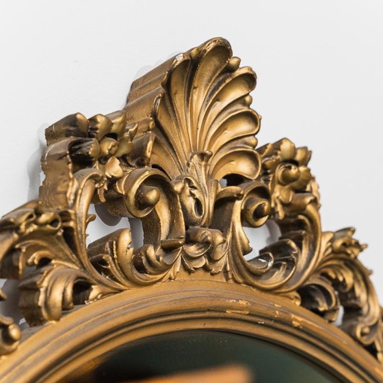 Image 1 of Miroir mural vintage en bois doré à la feuille, années 1950, 178 x 5 x 175 cm