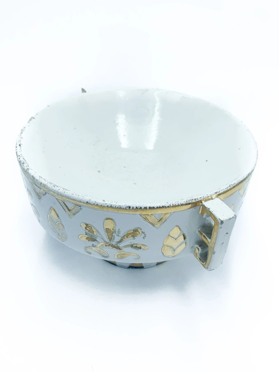 Perugia Etruria White and Gold Ceramic Vase (photo 5 of 5)