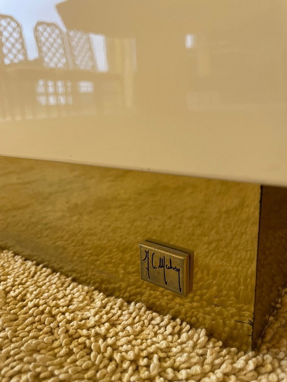 Image 1 of Jean Claude Mahey Dressoir, jaren 70, wit en messing