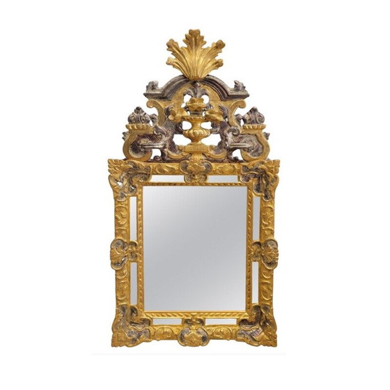 Image 1 of Vintage mirror "Louis XIV mirror" in carved and gilded wood, France