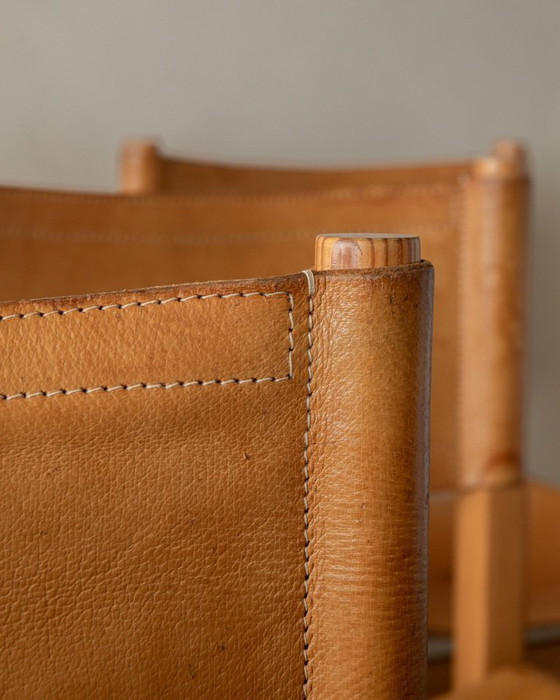 Image 1 of Vintage Kotka Dining Chairs by Tomas Jelinek for IKEA, Pine & Saddle Leather Safari Chairs, 1980s, Set of 6