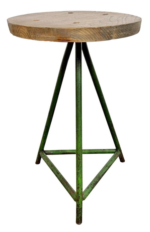 Grüner Werkstatthocker im Industriestil, 1960er Jahre