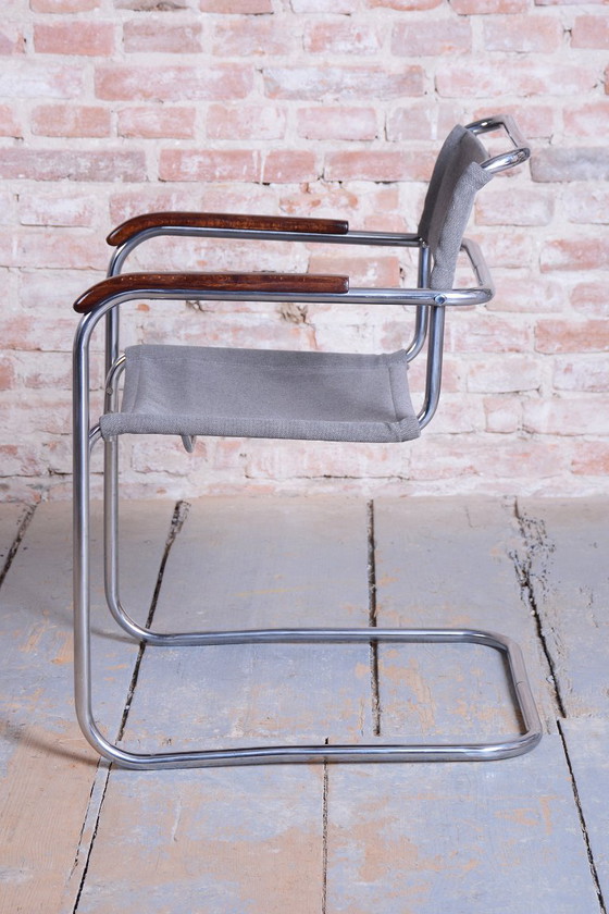 Poltrona Bauhaus restaurata, disegnata da Marcel Breuer per Thonet, in cromo, ceca, anni '30. – Poltrone (photo 5 of 17)