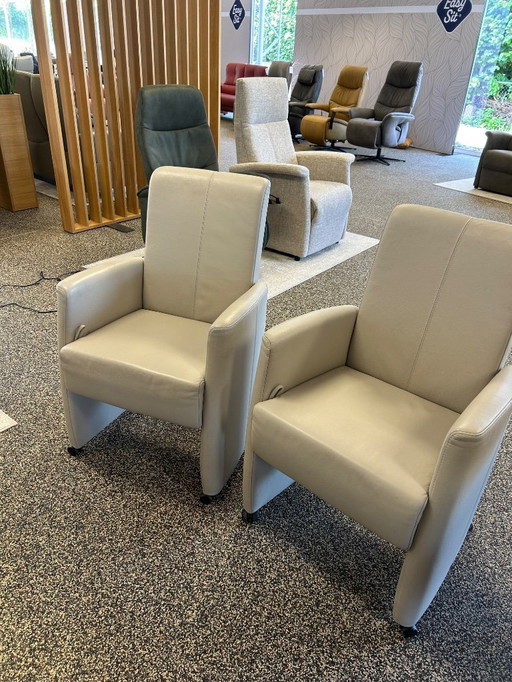 2x dining room chair the Future leather Runner light gray