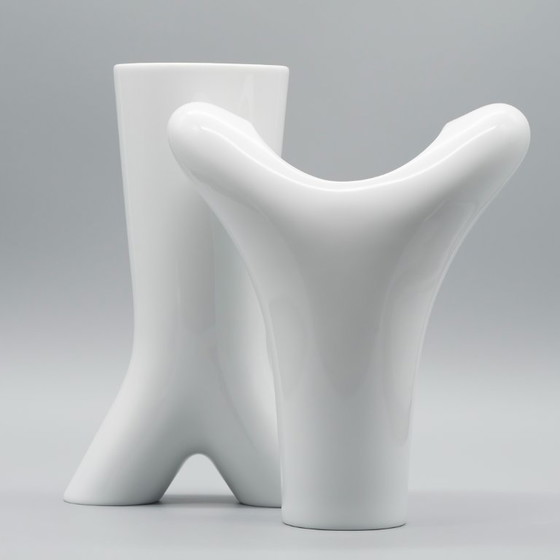 Image 1 of Rosenthal Studio Linie White Glossy Porcelain SPIRIT Vase Duo by Platt & Young