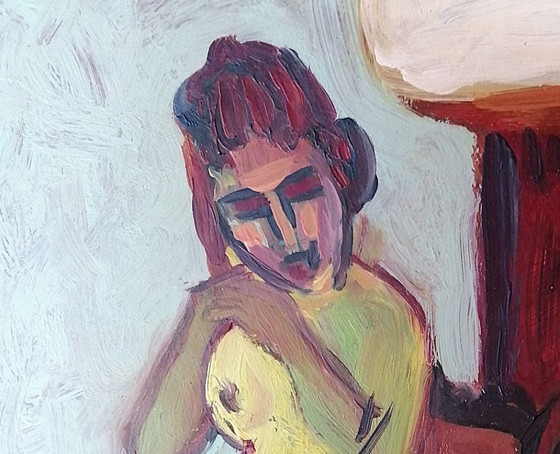 Jan Wiegers „Frau mit Krug“, Öl auf Karton – Gemälde & Zeichnungen, Paper, Wood (photo 7 of 8)