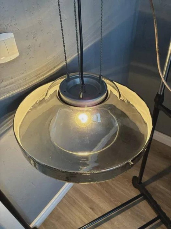 Peill & Putzler Pendant Lamp, 1970s vintage retro space age germany, Glass, Chrome, Transparent (photo 2 of 7)