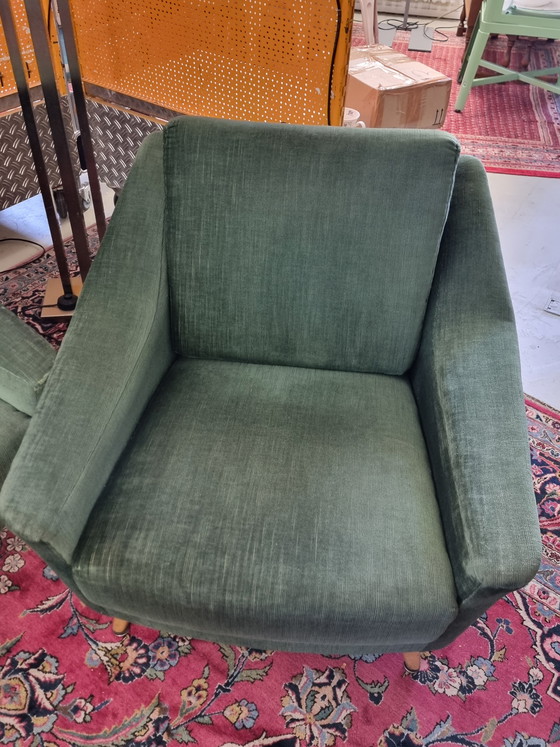 Image 1 of Bankstel in mid-century design uit de jaren 60/70 - Set van 3, groen