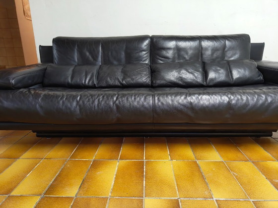 Image 1 of Rolf Benz 6500 driezitter zwart leer