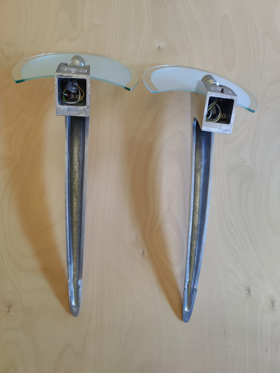 Image 1 of Set (2) lampade da parete Alien, disegnate da Joan Auger e prodotte da Taller Uno / Metalarte in Spagna negli anni '80.