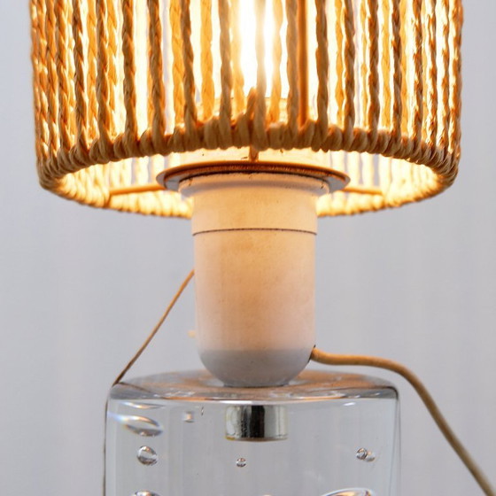 Image 1 of Glass lamp with air bubble pattern, "Daum France" style, circa 1975