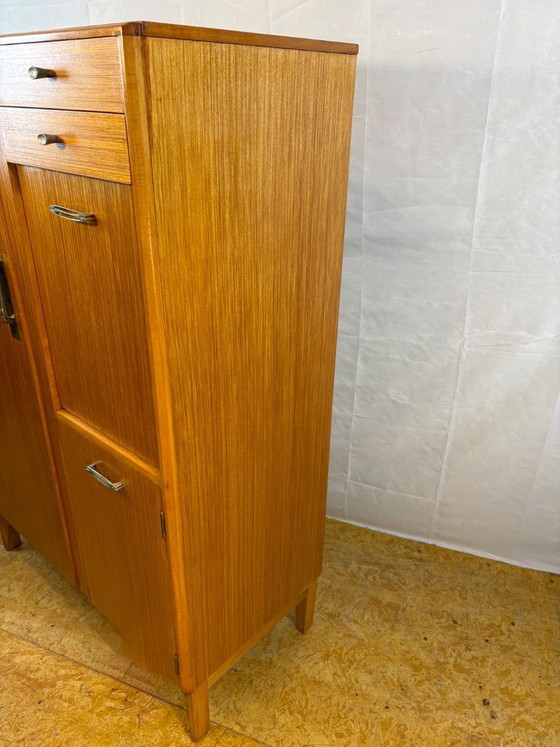Image 1 of Mid Century Retro Teak Gentleman’s / Bachelor Wardrobe by Remploy (Circa 1960)  A fantastic mid century modern teak gentleman’s,