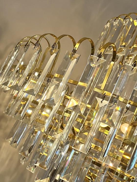 Lampadario in Cristallo Tagliato a Mano di Grandi Dimensioni Stile Mid-Century – Rame (photo 6 of 6)