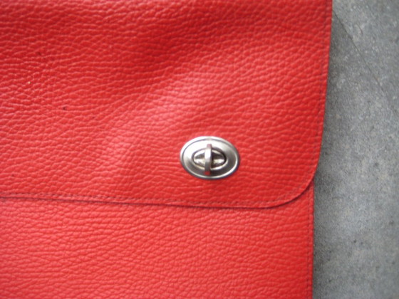 vintage leren school/handtas rood, Overige tassen, Kalfsleer (foto 2 van 5)