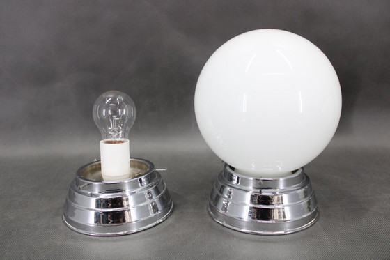 Image 1 of 1940 Paar Art Deco Plafond- of Wandlampen, Tsjecho-Slowakije