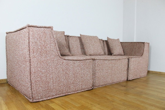Image 1 of NIEUW Bank, modulair, bouclé, rosé, dagbed, midden eeuw, vintage