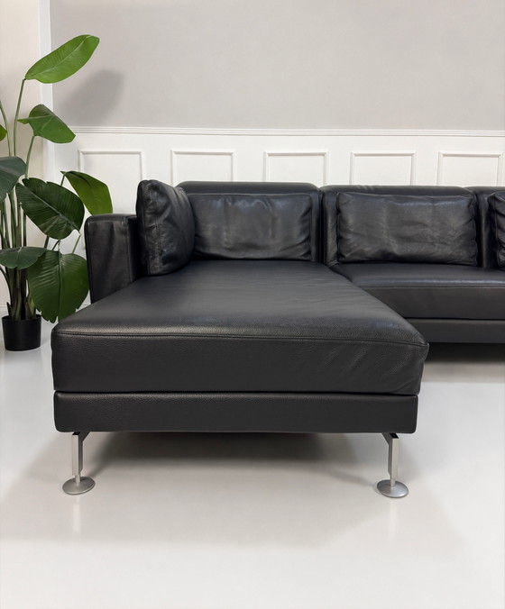 Image 1 of Brühl Moule Ecksofa Canapé En Cuir Noir