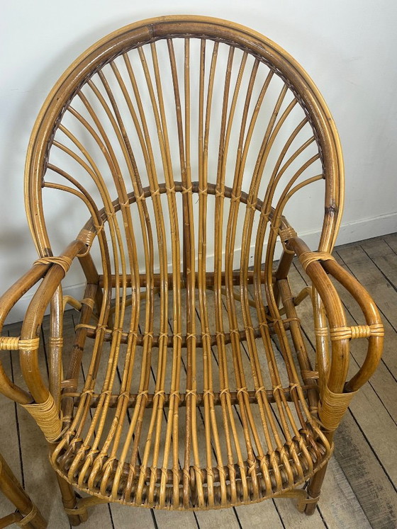 Vintage 1960 Rattan and Bamboo Armchairs (Pair) – Side chairs (photo 4 of 13)
