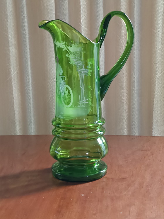 Caraffa antica vittoriana Mary Gregory - 32 cm. – Arte in vetro, Glass (photo 10 of 11)