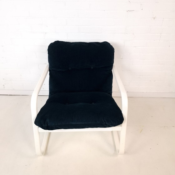 Fauteuil vintage Ikea Rörberg années 90, blanc, métal, bleu – Textile, Metal (photo 3 of 9)