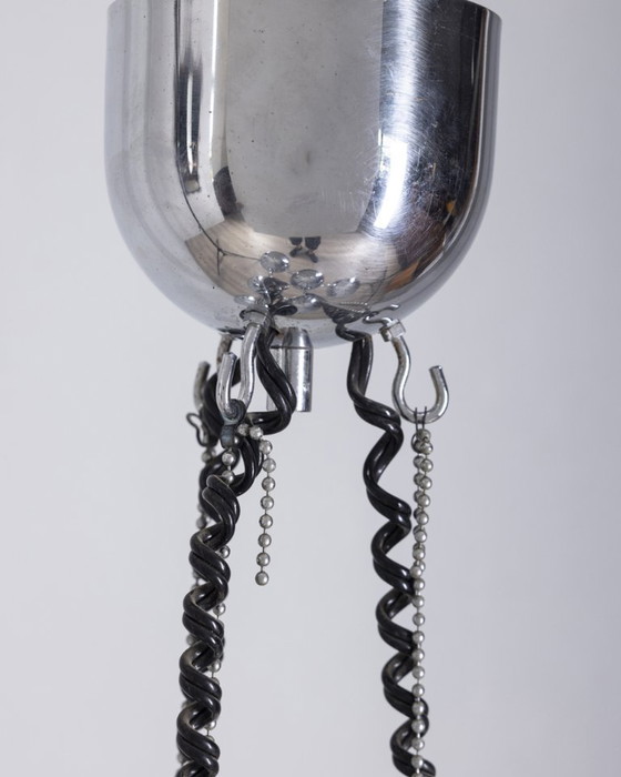 Image 1 of Lustre vintage des années 70 en métal chromé design Goffredo Reggiani