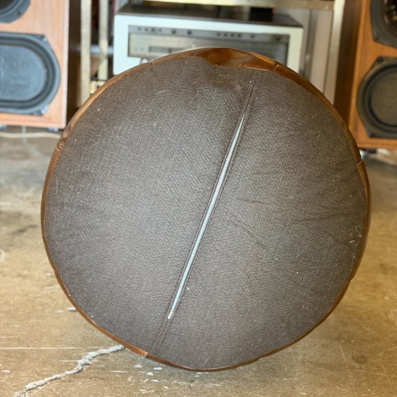 Image 1 of Ronde poef van De Sede in bruin patchworkleer, jaren 70 - vintage