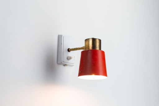 Wandlamp rood en messing