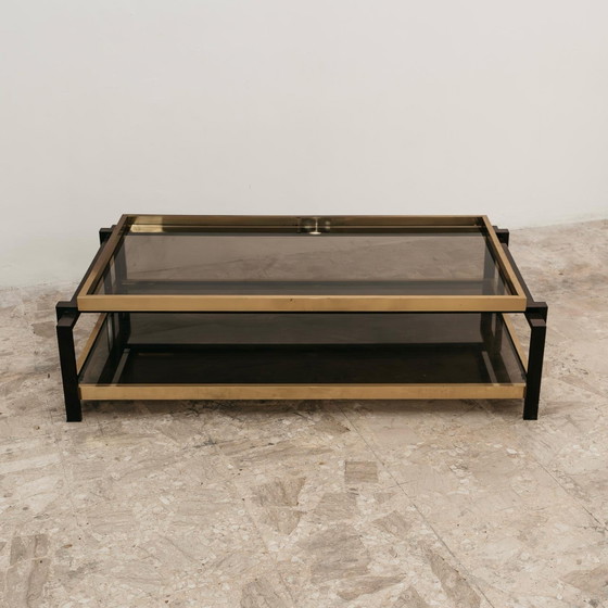 Image 1 of Tavolo Da Salotto Design Hollywood Regency Anni ‘70 Geometrico Ottone Vintage