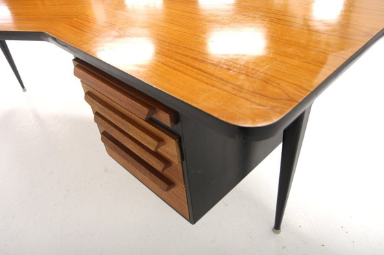 Image 1 of Scrivania scandinava in teak, Lindqvist Stålmöbler, Motala, Svezia, 1950