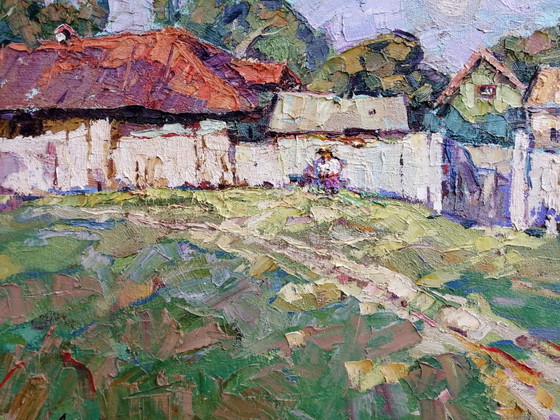 Pintura al Óleo Original Paisaje Rural Vida de Pueblo Verano Campo Día Soleado – Pinturas y dibujos, Canvas (photo 4 of 11)