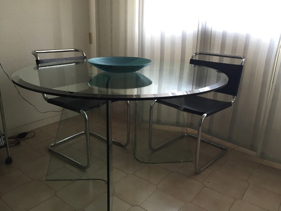 Original Cattelan Italia Round Glass Dining Table – 1980s/1990s Vintage – Crystal (photo 3 of 5)
