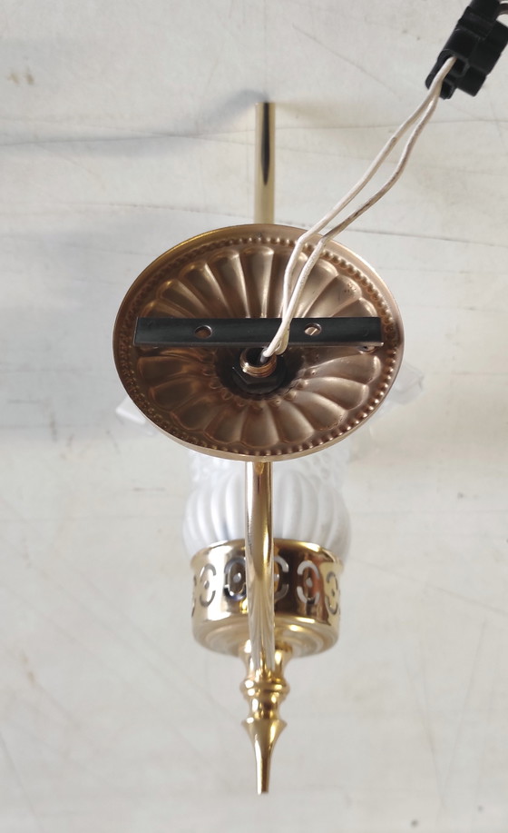 Image 1 of Applique en métal doré et tulipe en verre - mid. XXeme 