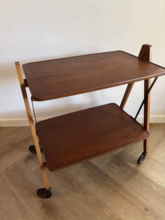 Image 1 of Vintage Scandinavische Opklapbare Serveerwagen Jaren 60/70 M