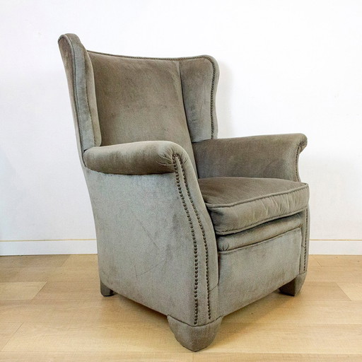 Vintage Velvet Ear Armchair, 1970s