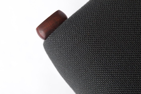 Image 1 of Sedia impilabile vintage Lübke, design tedesco anni '70, legno di faggio scuro e rivestimento color senape