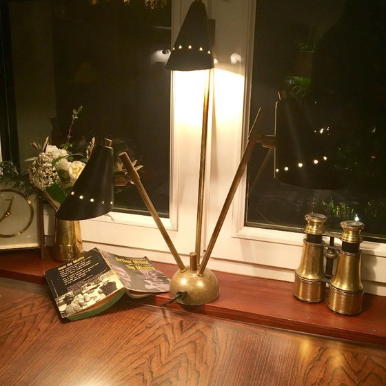 Image 1 of Lampada italiana in ottone a tre teste, design anni '50