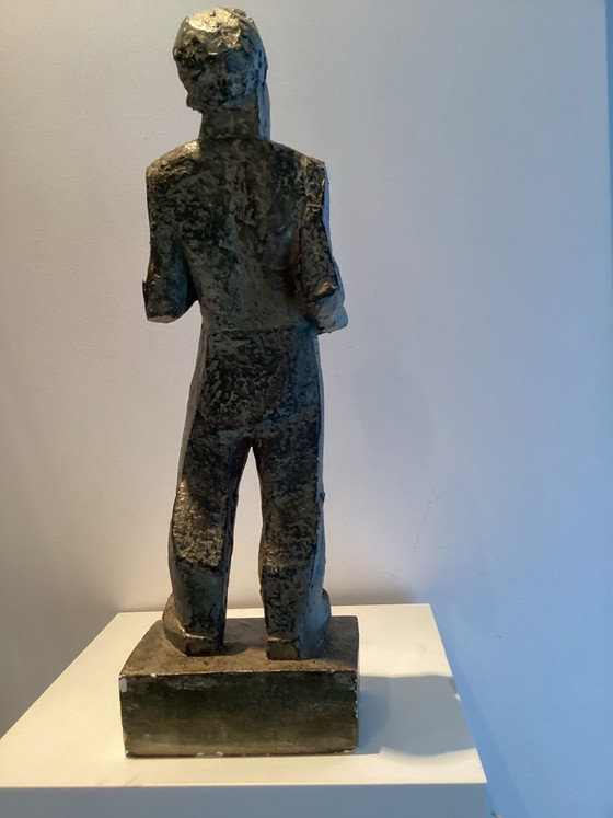 Rare Patinated Plaster Sculpture “Lier Pallieterstad”. Circa 1986., Other, Brown (photo 5 of 9)